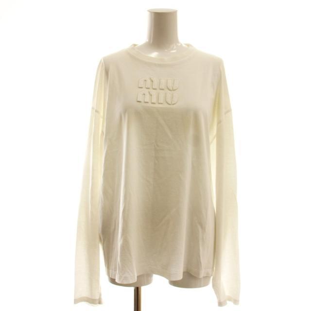 中古】ミュウミュウ miumiu 24年 刺繍ロゴ入り コットン Tシャツ