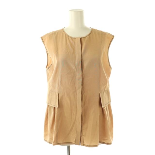 【中古】マルティニーク martinique 25AW シルキーファイユぺプラムブラウス ノースリーブ ベージュ レディース