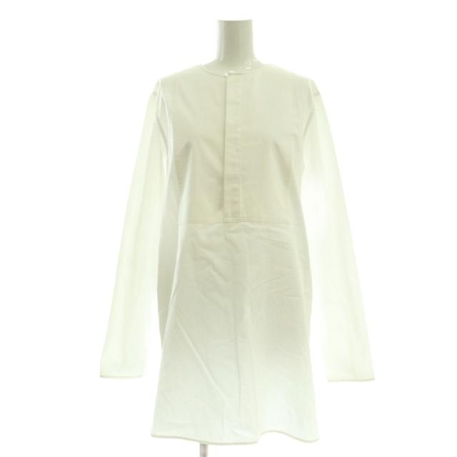 【中古】ヨーコチャン YOKO CHAN 25年製 ロングスリーブバックギャザーブザムブラウス シャツ プルオーバー F 白