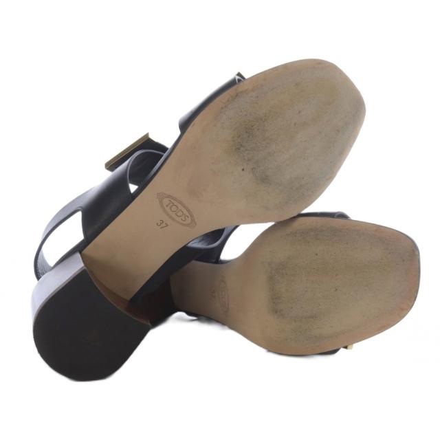 中古】トッズ TOD'S レザーサンダル チャンキーヒール ダブル