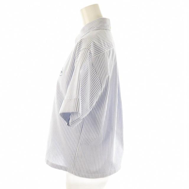 中古】プラダ PRADA 23SS ストライプハーフスリーブシャツ ボタン