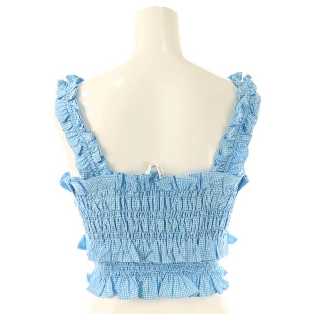 【中古】セシリーバンセン フリルトップス カットソー キャミ ギンガムチェック US4 ライトブルー ホワイト 中古】セシリーバンセン フリルトップス カットソー キャミ ギンガム