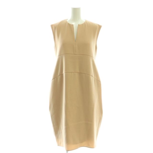 【中古】ヨーコチャン YOKO CHAN ノースリーブワンピース キーネック タイト 38 ピンクベージュ /CX ■OS レディース