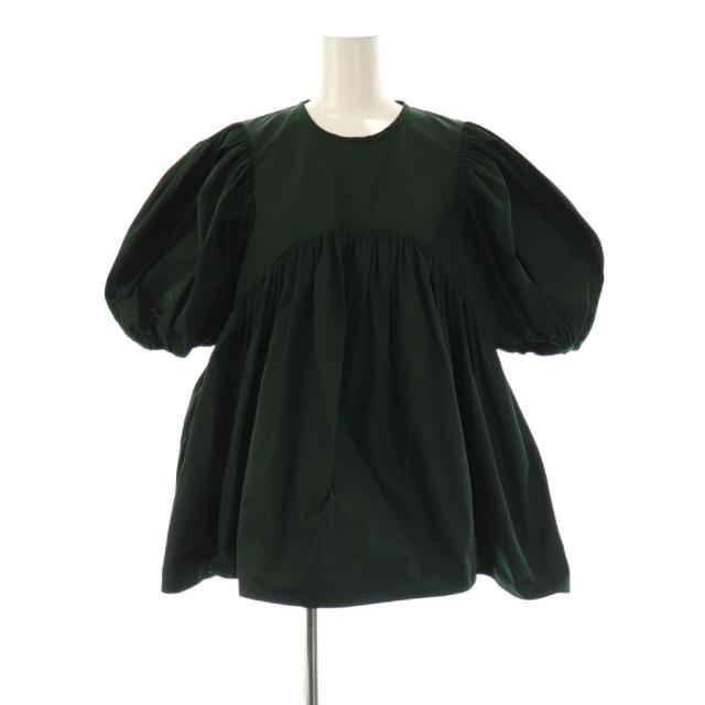 【中古】エンフォルド ENFOLD PEメモリーツイル パフスリーブBLOUSE ブラウス 半袖 38 ダークグリーン レディース