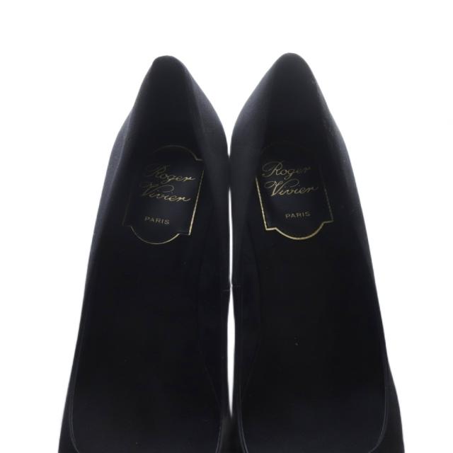 【中古】ロジェヴィヴィエ スタークリスターバックル サテンパンプス ピンヒール スクエアトゥ 36.5 黒 /SR レディース 中古】ロジェヴィヴィエ スタークリスターバックル サテンパンプス