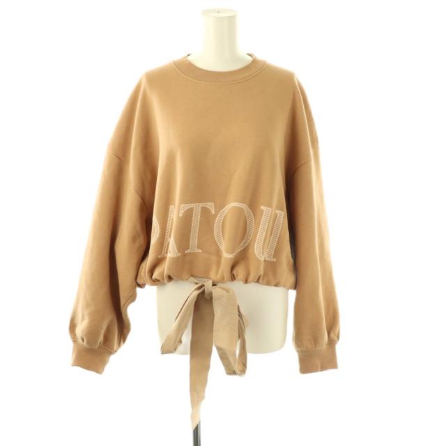 【中古】パトゥ PATOU オーガニックコットン クロップド ドローストリング スウェットシャツ 長袖 L ベージュ /HK