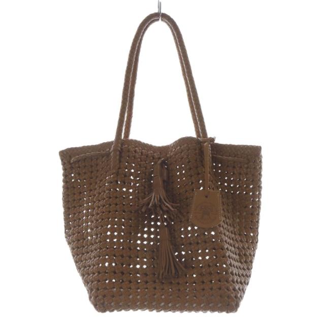 【中古】レン REN ゴートメッシュ レザーバッグ ハンドバッグ 茶 ブラウン /SR レディース