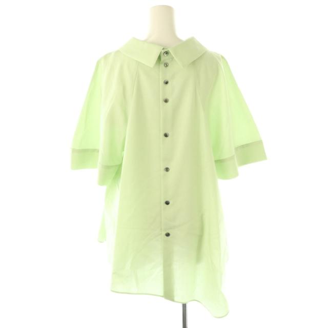 【中古】エンフォルド ENFOLD 25SS HIGH-NECK BLOUSE ブラウス シャツ 半袖 ウール 38 ライトグリーン 中古】エンフォルド ENFOLD 25SS HIGH-NECK BLOUSE ブラウス シャツ