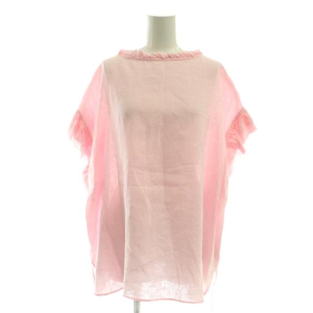 【中古】ハウス オブ ロータス HOUSE OF LOTUS 23SS リネンフリルブラウス フレンチスリーブ M ピンク