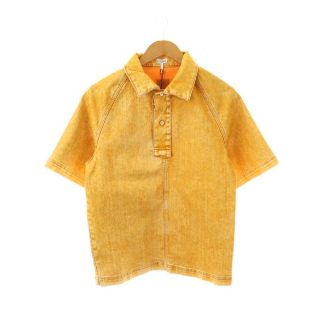 【中古】ロエベ LOEWE POLO SHIRT MELON デニムシャツ ポロシャツ 半袖 42 オレンジ /DF ■OS メンズ