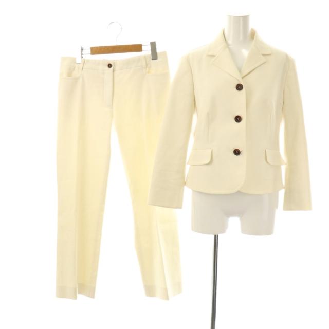 【中古】セリーヌ CELINE パンツスーツ セットアップ ジャケット スラックス 38 オフホワイト /DF ■OS レディース
