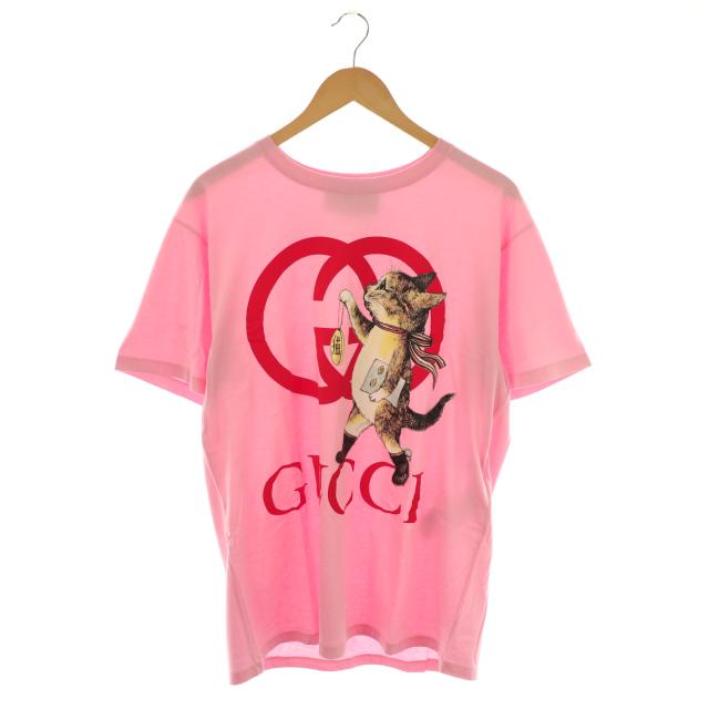 【中古】グッチ GUCCI × ヒグチユウコ 23年 日本限定 Tシャツ カットソー 半袖 M ピンク /DF ■OS レディース