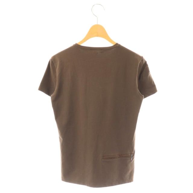 【中古】プラダ リネアロッサ PRADA LINEA ROSSA サイドロゴ バックポケット クルーネックTシャツ 半袖 M ブラウン_1