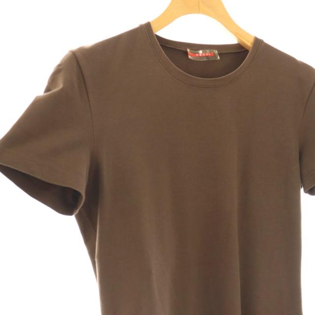 【中古】プラダ リネアロッサ PRADA LINEA ROSSA サイドロゴ バックポケット クルーネックTシャツ 半袖 M ブラウン_2