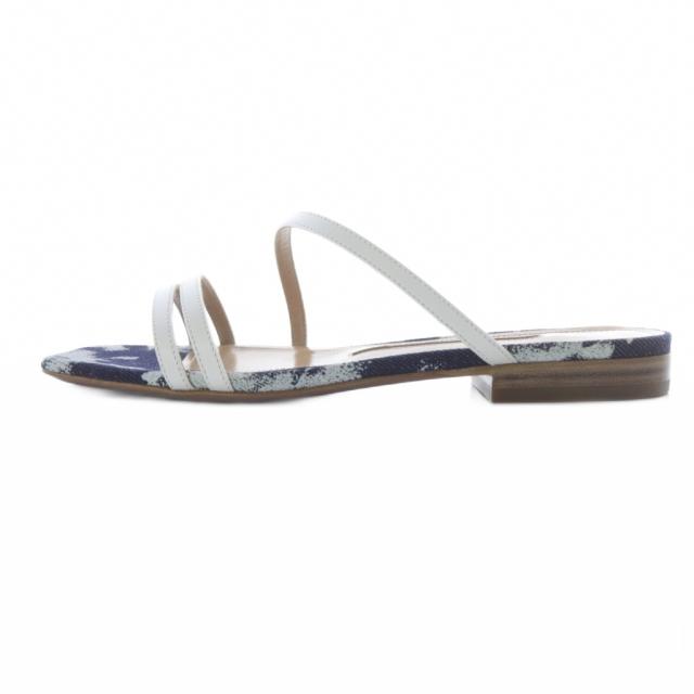 【中古】ペリーコ PELLICO 23SS STELLA サンダル 1.0CM ミュール 36.5 紺 ネイビー 白 ホワイト /SR レディース