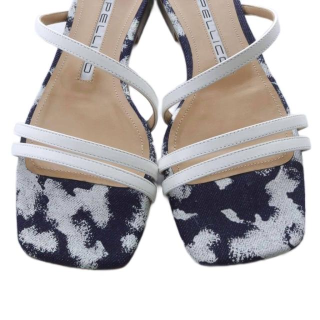 【中古】ペリーコ PELLICO 23SS STELLA サンダル 1.0CM ミュール 36.5 紺 ネイビー 白 ホワイト /SR レディース