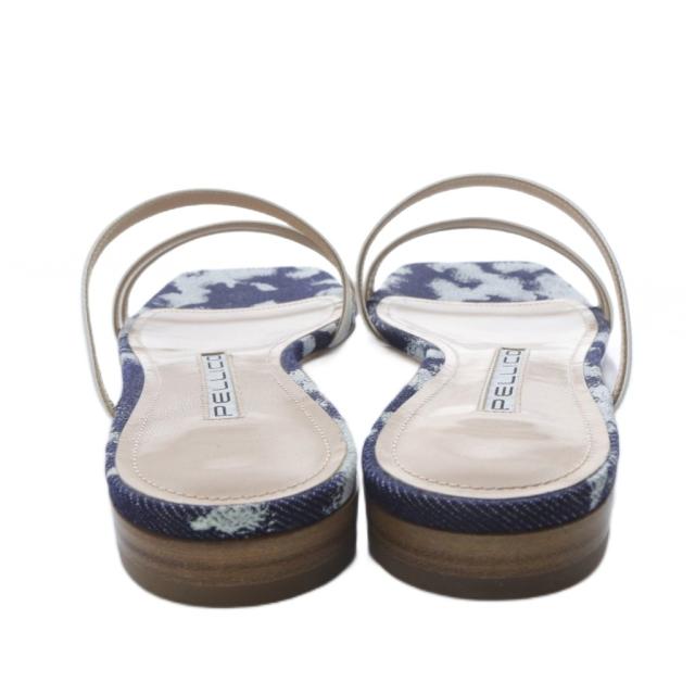 【中古】ペリーコ PELLICO 23SS STELLA サンダル 1.0CM ミュール 36.5 紺 ネイビー 白 ホワイト /SR レディース