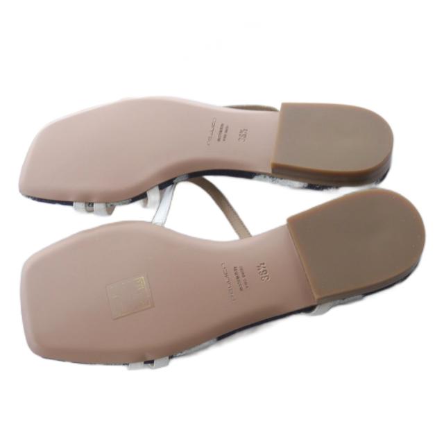 【中古】ペリーコ PELLICO 23SS STELLA サンダル 1.0CM ミュール 36.5 紺 ネイビー 白 ホワイト /SR レディース
