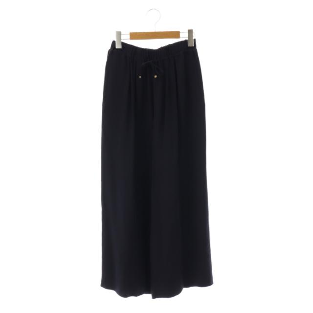 【中古】ドゥロワー Drawer 24年 シルクジョーゼットドローストパンツ ワイドパンツ 34 ネイビー レディース