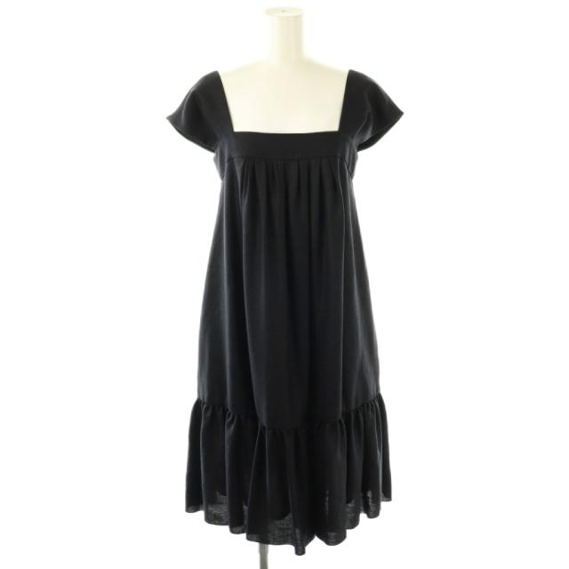 【中古】フォクシーニューヨーク FOXEY NEW YORK リネンフェイスワンピース 38 ネイビー 39947 /DO ■OS