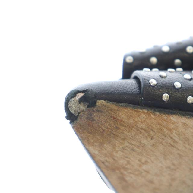 【中古】ジミーチュウ ミュール サンダル フラット ポインテッドトゥ レザー 本革 リボン スタッズ 37.5 24.5cm 黒