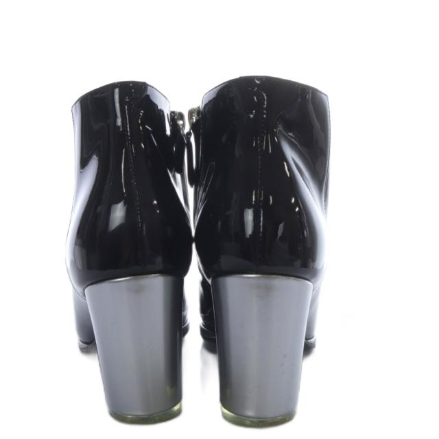 【中古】シャネル CHANEL ブーティ ブーツ ショート ハイヒール ココマーク パテントレザー 37.5C ブラック G30263