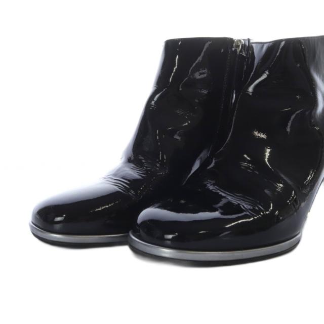 【中古】シャネル CHANEL ブーティ ブーツ ショート ハイヒール ココマーク パテントレザー 37.5C ブラック G30263