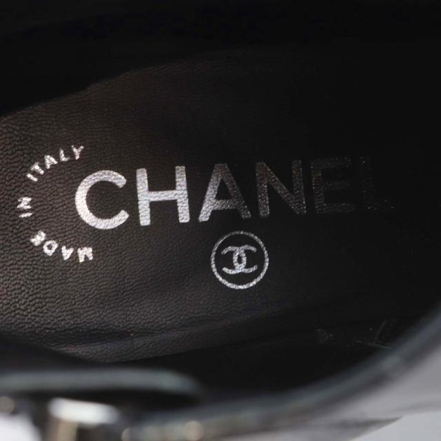 【中古】シャネル CHANEL ブーティ ブーツ ショート ハイヒール ココマーク パテントレザー 37.5C ブラック G30263