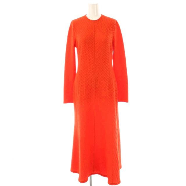 【中古】マメクロゴウチ  MM24FW-JS046 Shirring Jersey Jacquard Flared ワンピース ロング フレア 2 オレンジ