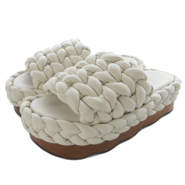 【中古】クロエ CHLOE WAVY SLIDES サンダル ミュール レザー 36 ベージュ /SR レディース