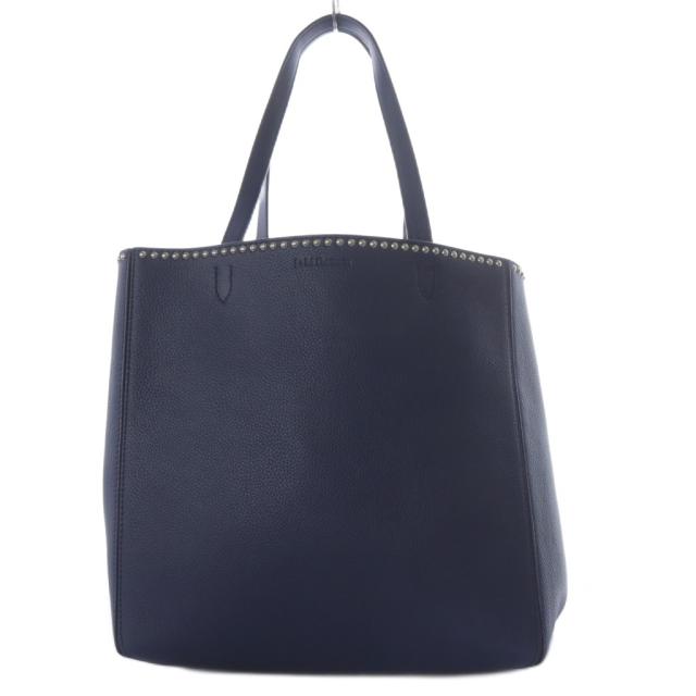 【中古】ジェイ&エムデヴィッドソン J&M Davidson ベルL ウイズ スタッズ トートバッグ ハンドバッグ レザー ネイビー