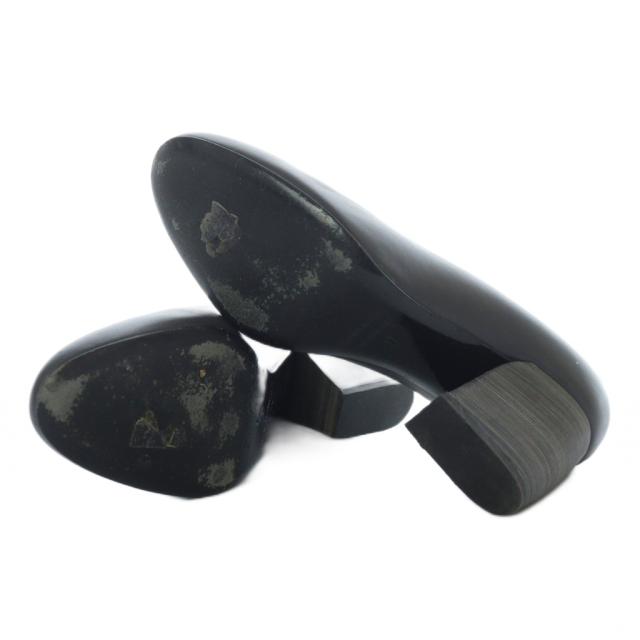 【中古】ピエールアルディ PIERRE HARDY パンプス チャンキーヒール プレーントゥ レザー 37 23.5cm 黒 ブラック