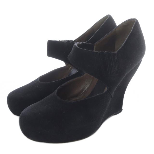 【中古】マルニ MARNI スエード ウェッジソール パンプス 37 黒 ブラック /SR レディース