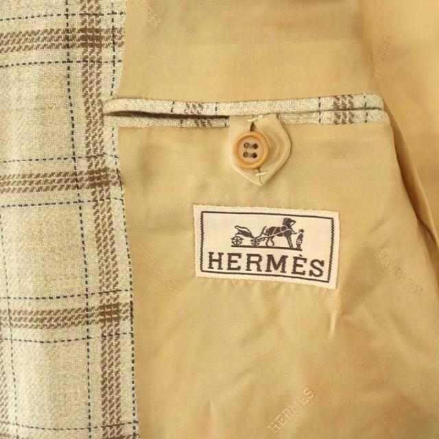 中古】エルメス HERMES G115チェック柄3Bテーラードジャケット