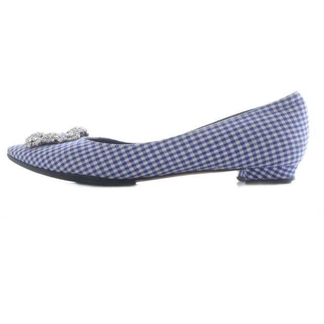 【中古】マノロブラニク フラットパンプス ポインテッドトゥ 36.5cm 青 ブルー 白 ホワイト /SR レディース