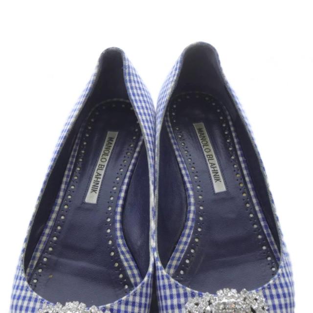 【中古】マノロブラニク フラットパンプス ポインテッドトゥ 36.5cm 青 ブルー 白 ホワイト /SR レディース