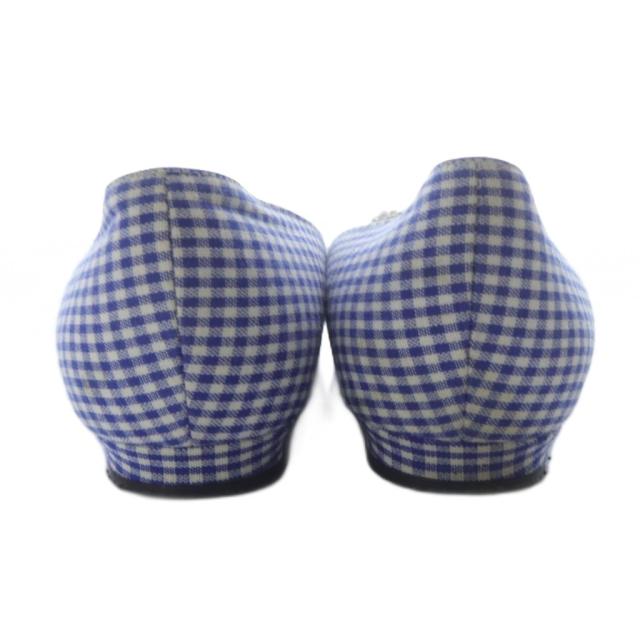 【中古】マノロブラニク フラットパンプス ポインテッドトゥ 36.5cm 青 ブルー 白 ホワイト /SR レディース