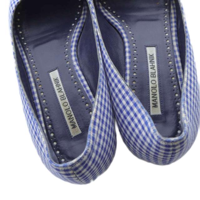 【中古】マノロブラニク フラットパンプス ポインテッドトゥ 36.5cm 青 ブルー 白 ホワイト /SR レディース