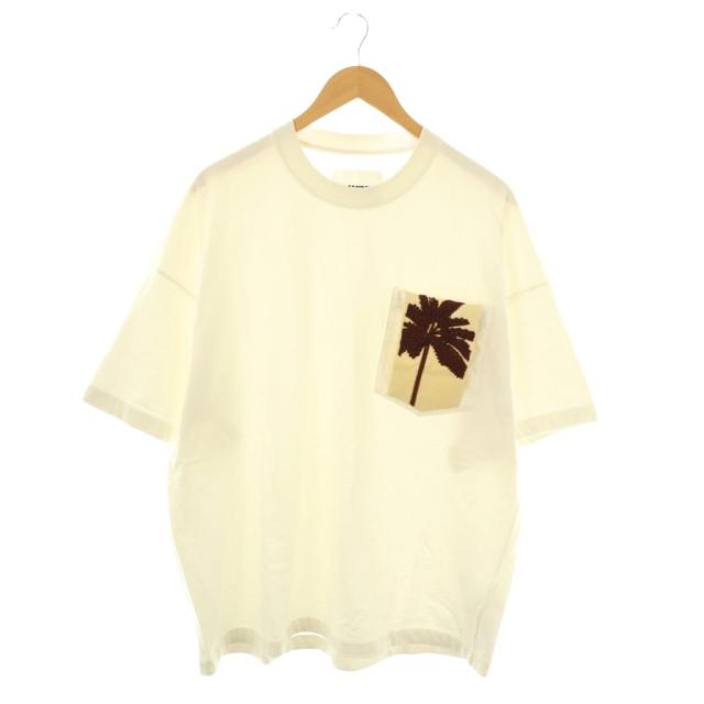 【中古】ジルサンダー JIL SANDER 23SS パームツリービーズポケットTシャツ カットソー XL 白 J22GC0120 メンズ