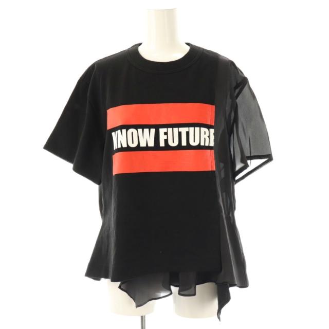 【中古】サカイ sacai 24SS KNOW FUTURE T-Shirt ドッキングTシャツ カットソー ロゴ 2 ブラック レッド