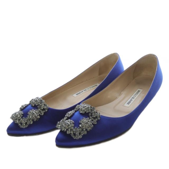 マノロブラニク MANOLO BLAHNIK ハンギシ 36 ブルー MANOLO BLAHNIK