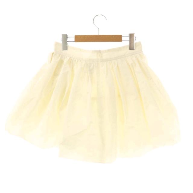 【中古】パトゥ PATOU バブルバルーンミニスカート ギャザースカート フレア 38 オフホワイト /ES ■OS レディース 中古】パトゥ PATOU バブルバルーンミニスカート ギャザースカート