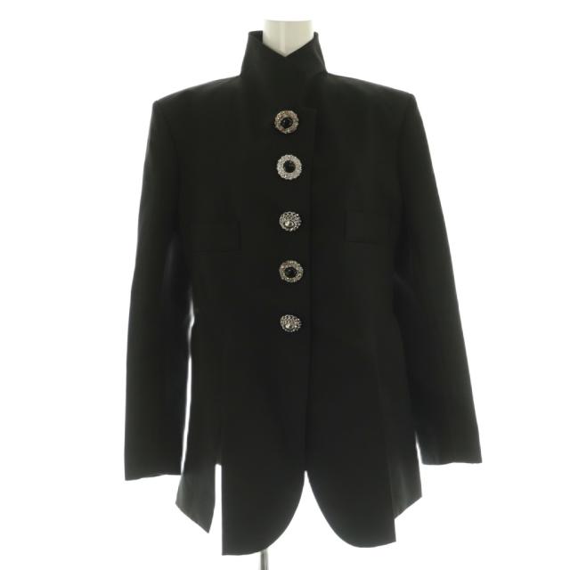 【中古】ルイヴィトン LOUIS VUITTON 24SS ジュエルボタンフロックジャケット スタンドカラー シルク 40 黒