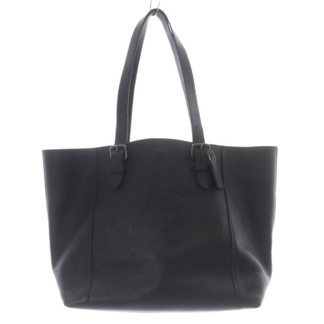 【中古】コーチ COACH カーフレザー ロゴモチーフ トートバッグ 黒 ブラック F39947 /SR メンズ