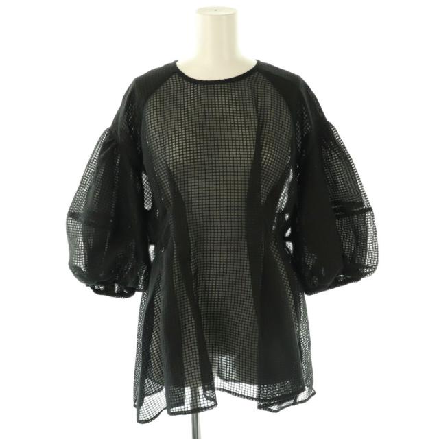 CLANE SHEER PLAID 2024 VOLUME SLEEVE TOPS 黒 CLANE SHEER PLAID