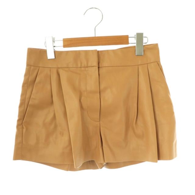 【中古】未使用品 ステラマッカートニー ALTERMAT TAILORED フェイクレザーショートパンツ タック 36 ベージュ