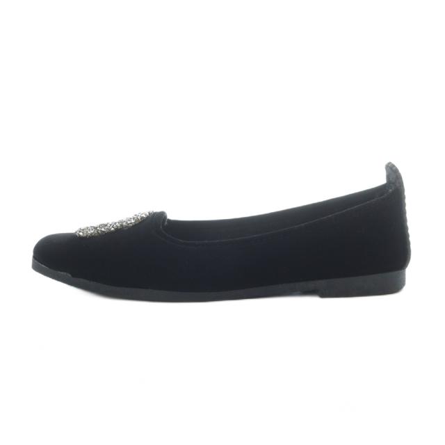 【中古】マリュス 25AW Velvet bijou shoes バレエシューズ フラット ビジュー 37 23.5cm 黒 ブラック ■SH