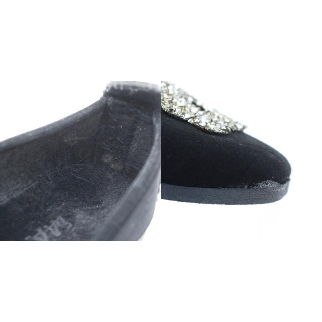 【中古】マリュス 25AW Velvet bijou shoes バレエシューズ フラット ビジュー 37 23.5cm 黒 ブラック ■SH