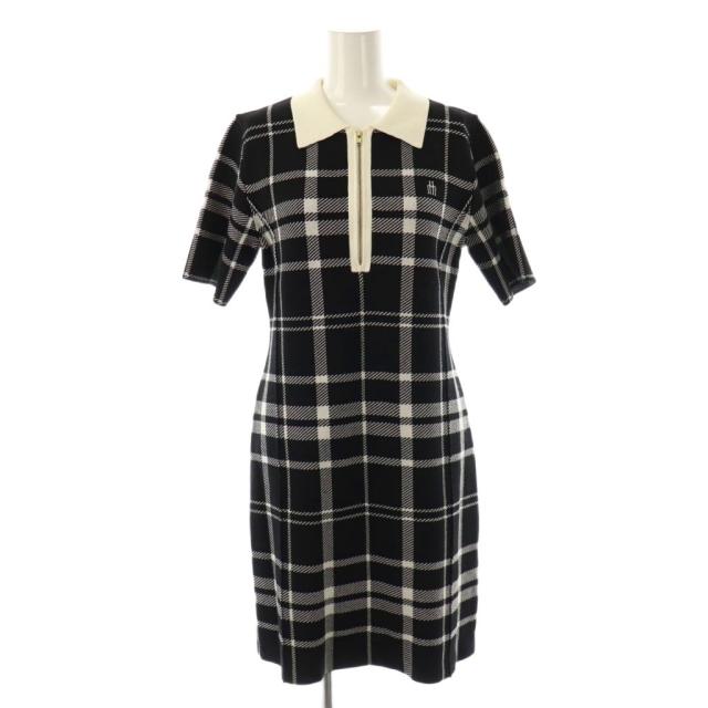【中古】ハーリップトゥ Her lip to 24AW Trois Logo Knit Mini Dress ワンピース ニット チェック ミニ M ブラック