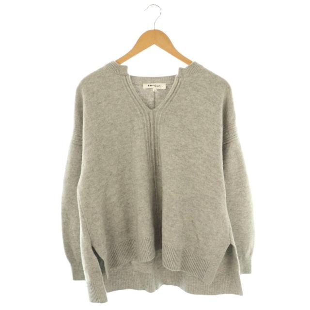 【中古】エンフォルド ENFOLD 23AW KEY-NECK PULLOVER ニット セーター 長袖 38 グレー /HK ■OS レディース 中古】エンフォルド ENFOLD 23AW KEY-NECK PULLOVER ニット セーター